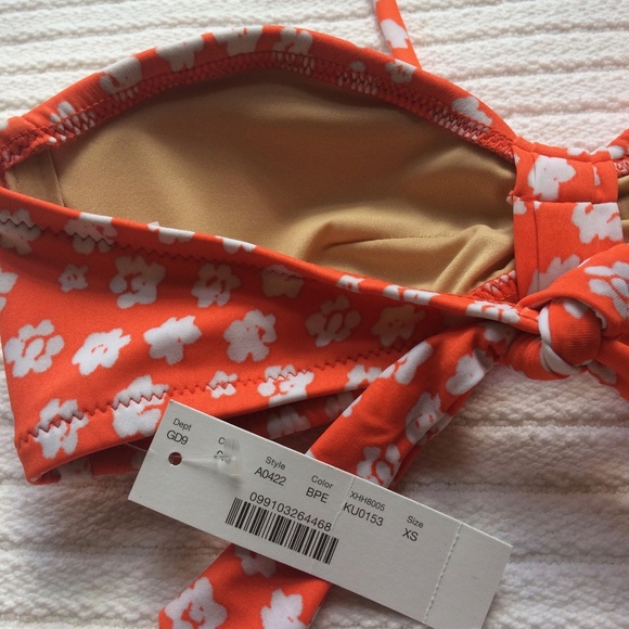 J. Crew Orange Floral Bikini top XS, bottom is S - Picture 4 of 9